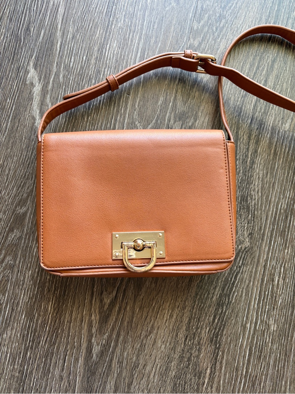 Forever 21 Brown Crossbody Bag with Gold Hardware